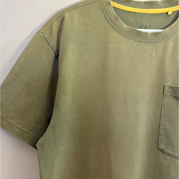 CAT Olive Green Cotton T-Shirt with Pocket & Logo - Picture 5 of 12